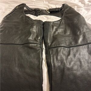 Men's Sleek Black Leather Riding Chaps
